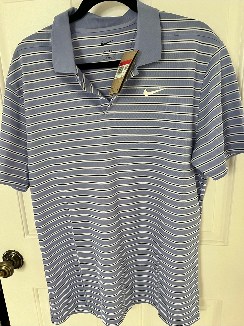 Nike Men's Light Purple & White Striped Golf Polo NWT